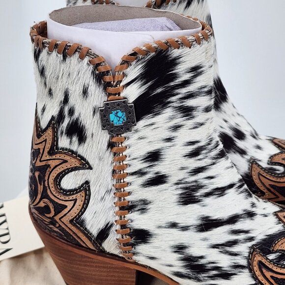 MYRA BAG Margie Hair On Hide Shortie Cowboy Boots Size 6 NWT - Picture 5 of 12